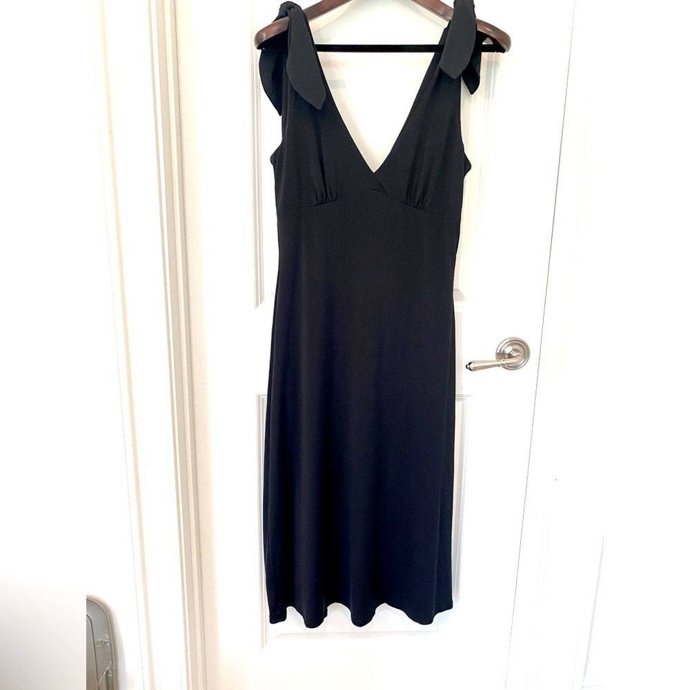 Georgiou Studio Size 10 Black Shoulder Tie Sleeveless Midi Dress